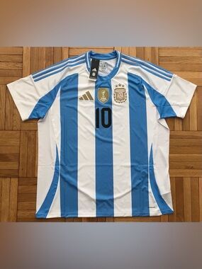 Size XXL 2XL Mens Adidas Argentina 24/25 Messi Home Jersey Blue White IX7790